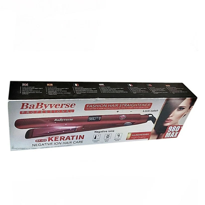 Babyverse professional hair straightener with temperature adjustment model ba-429