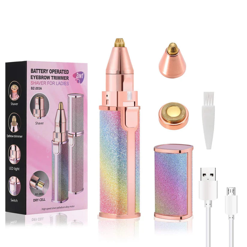 Chargeable Flawless 2 in 1 Eye Brow And Facial Hair Remover Machine