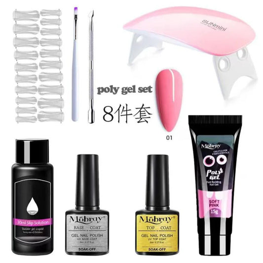 8pcs Poly Nail Gel Set Nail Gel Set For Extension Nail Manicure Tool Nail Gel Polish Kit Quick Dry